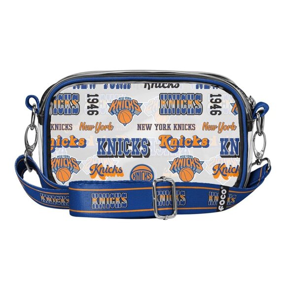 Foco Handbags - FOCO Unisex's NBA Team Knicks Logo Stripe Clear Crossbody Bag, Retro Print